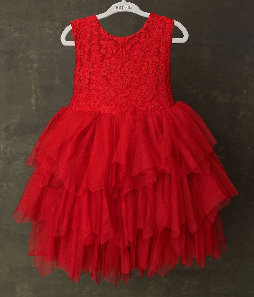 2-4y Red toddler girls dress