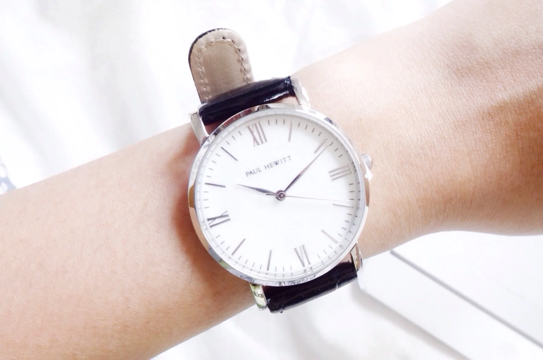 Watch: Paul Hewitt Nato Strap Silver Line Small Leather in Black