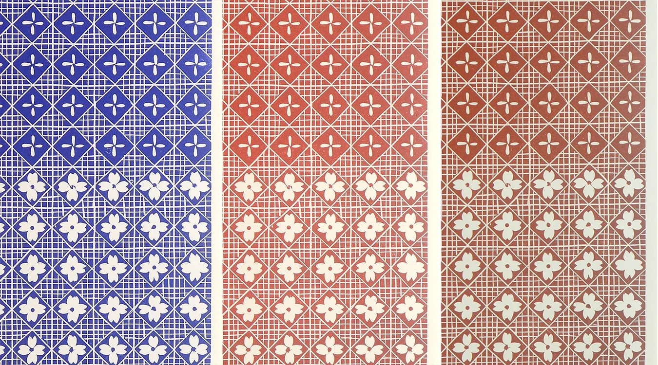 Geometric Floral/Dogwood - Hand printed linocut paper