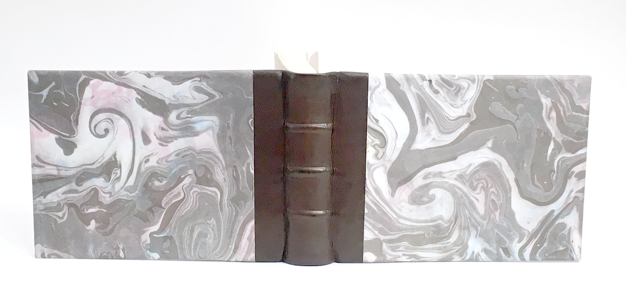 Quarter leather marbled journal
