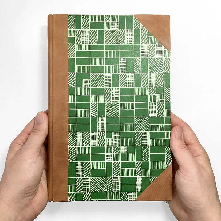 Half Leather Journal in Camel & Grass Green
