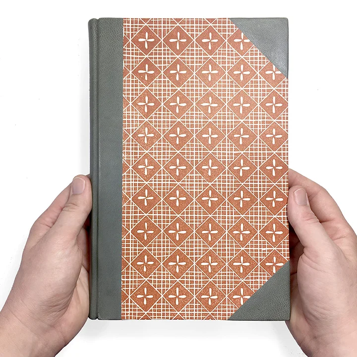 Half leather journal in Sienna & Pewter