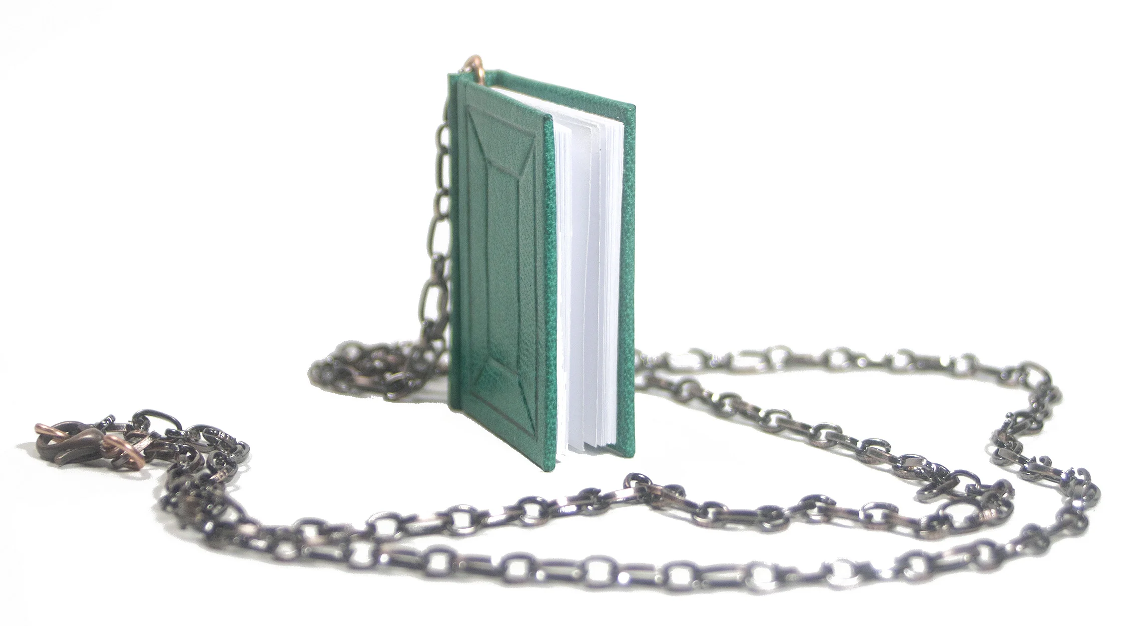 Handmade Full Leather Book Pendant Necklace 