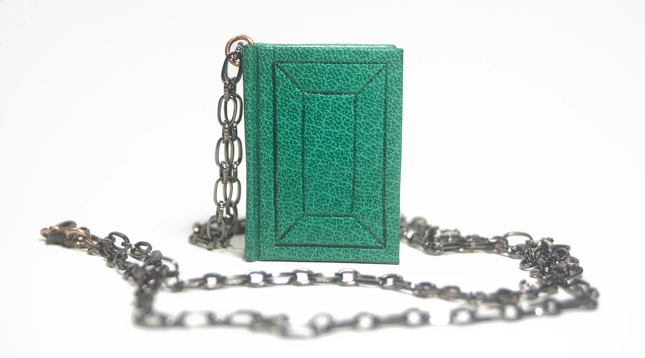 Handmade Full Leather Book Pendant Necklace 