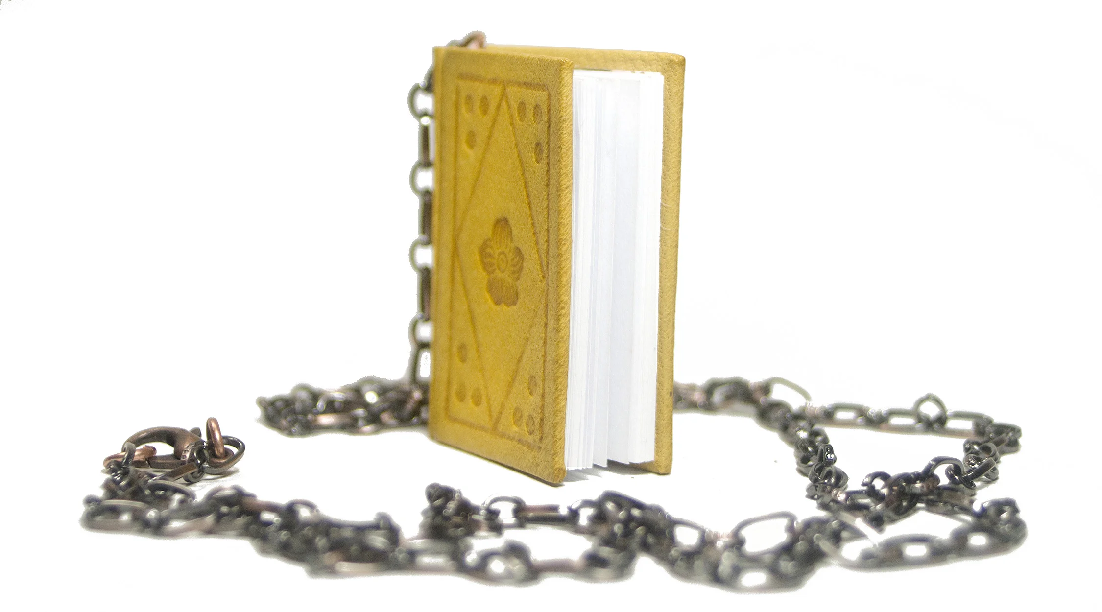 Handmade Leather Book Pendant Necklace