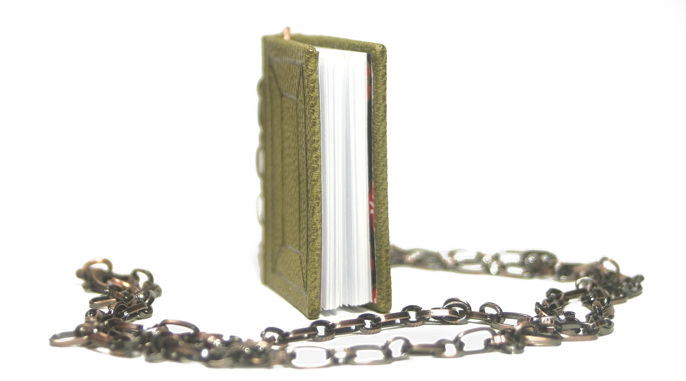 Handmade Leather Book Pendant Necklace