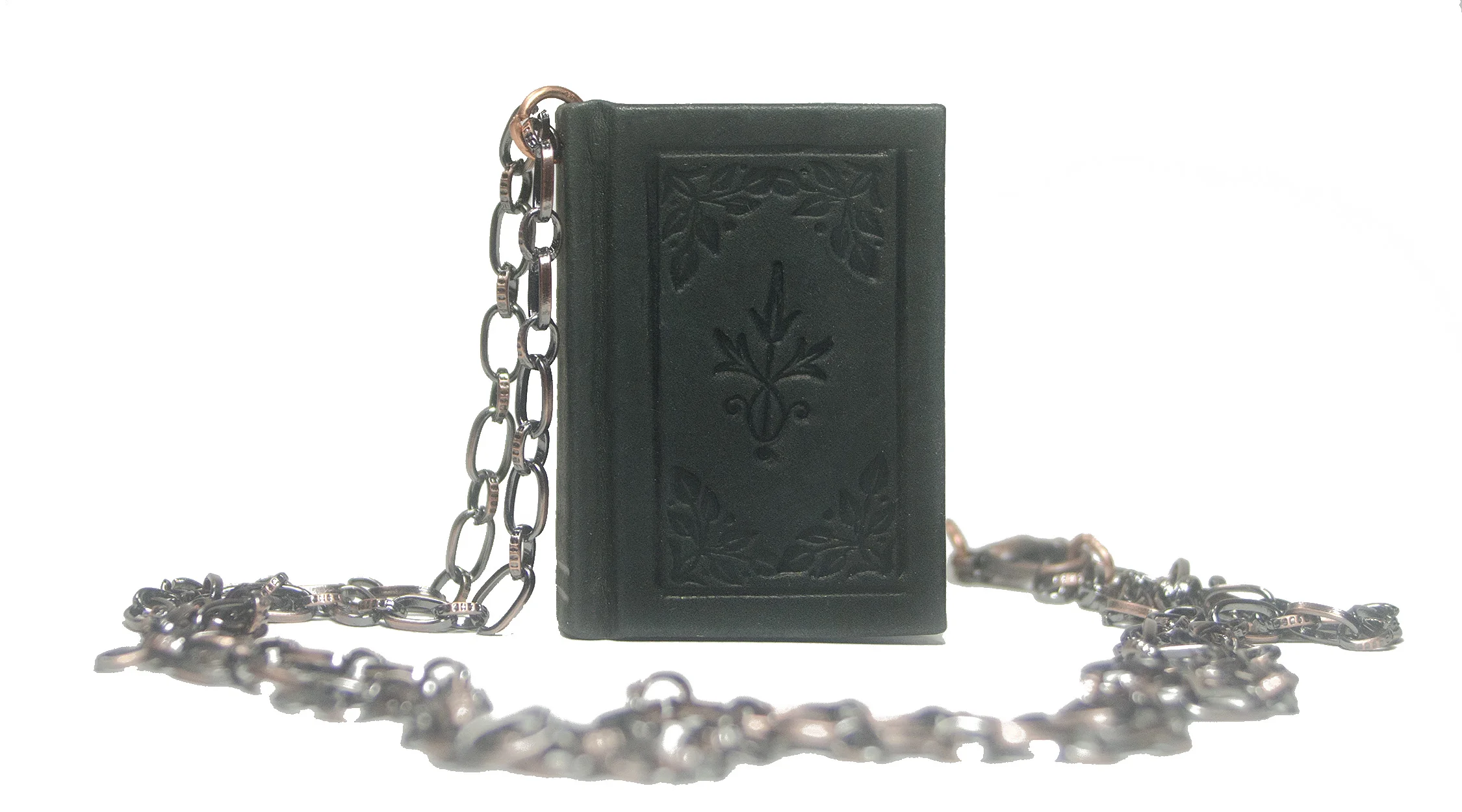 Handmade Leather Book Pendant Necklace