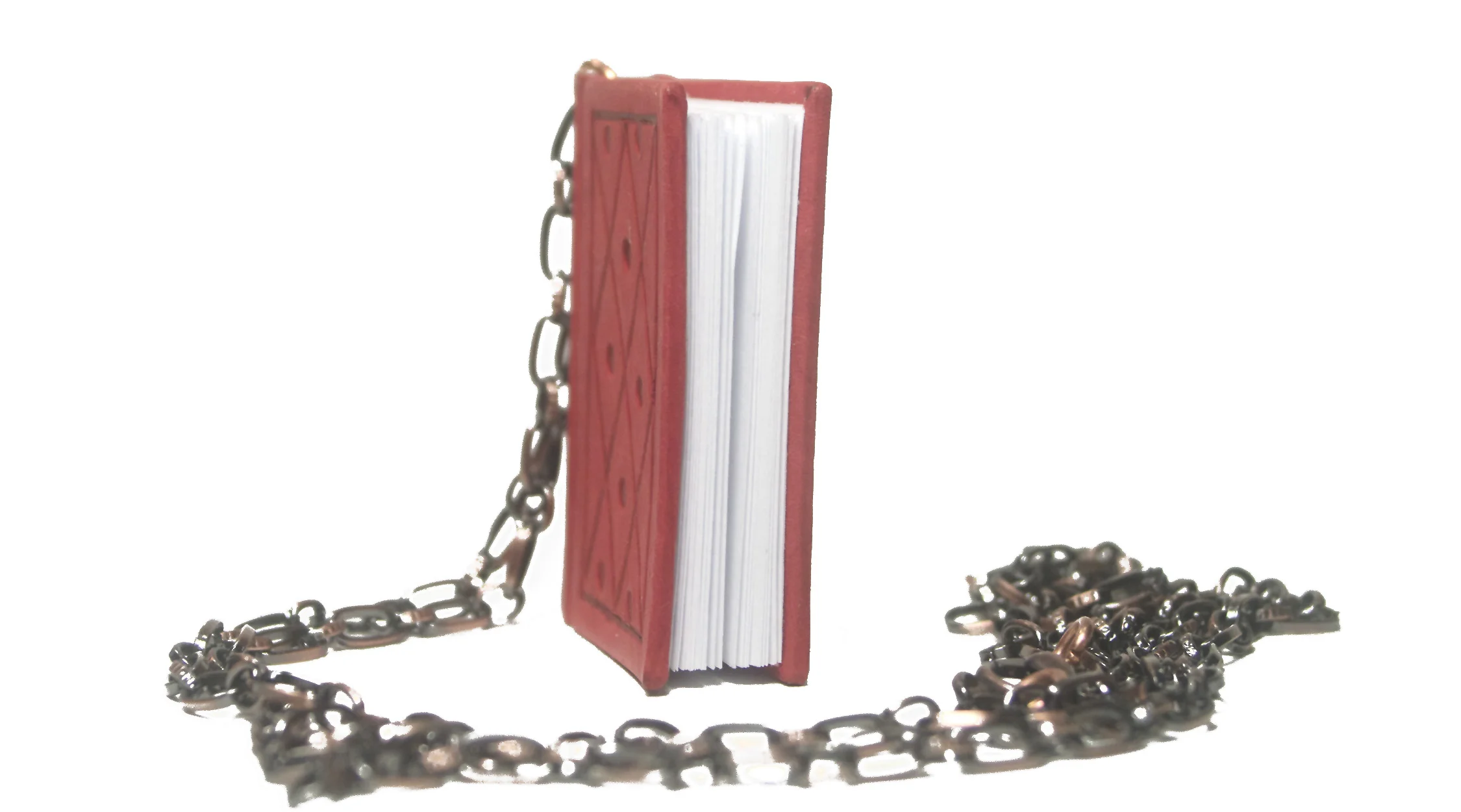 Handmade Leather Book Pendant Necklace