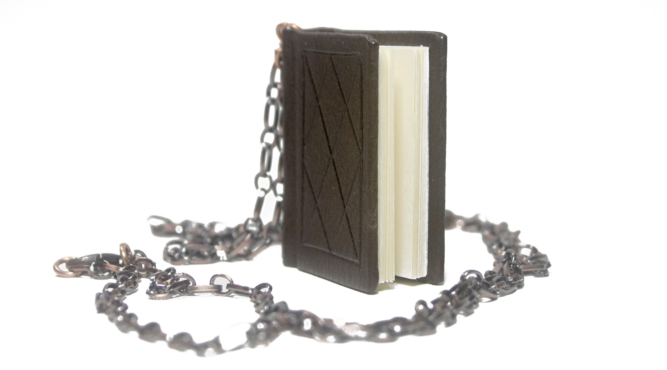 Handmade Leather Book Pendant Necklace