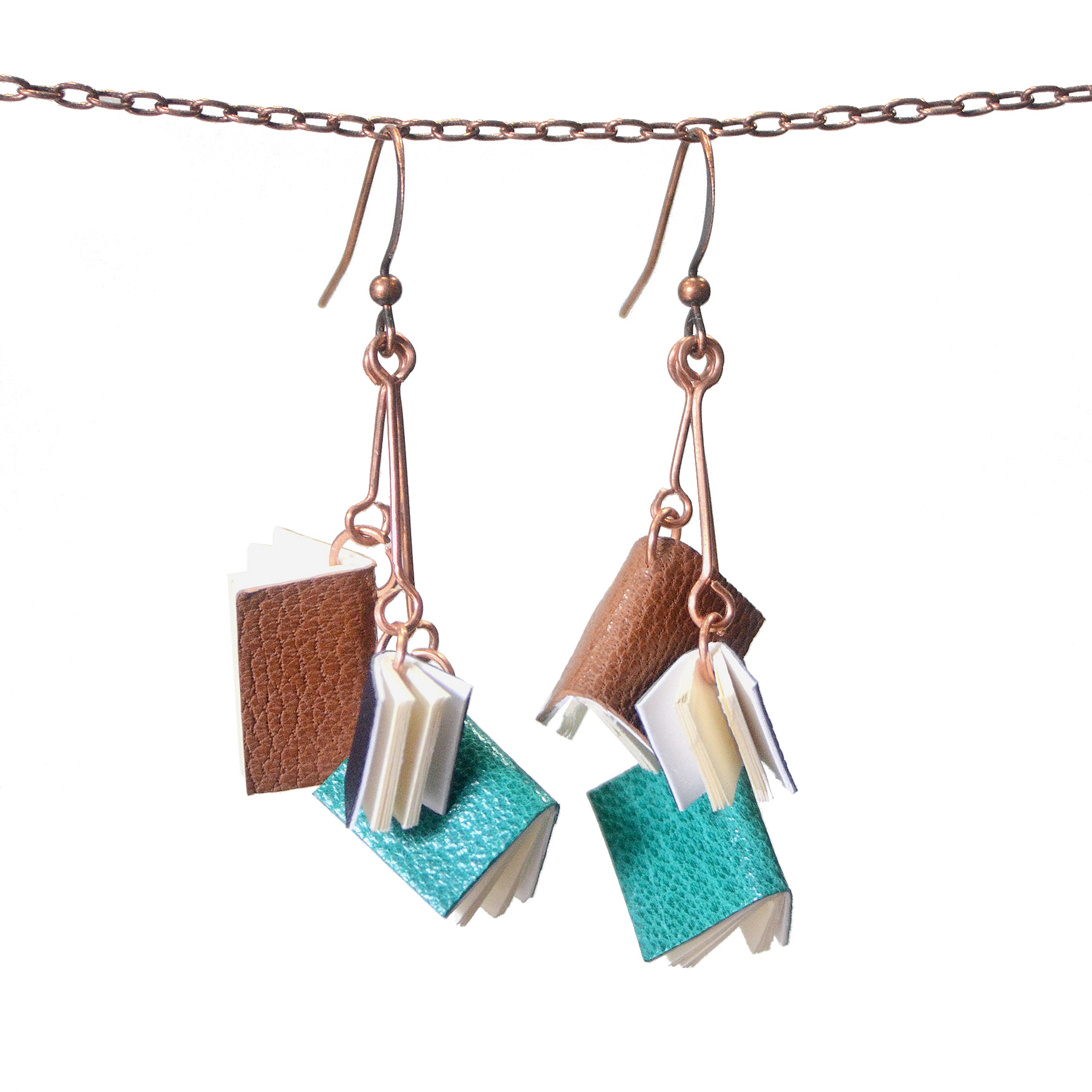 Handmade Leather Book Earrings