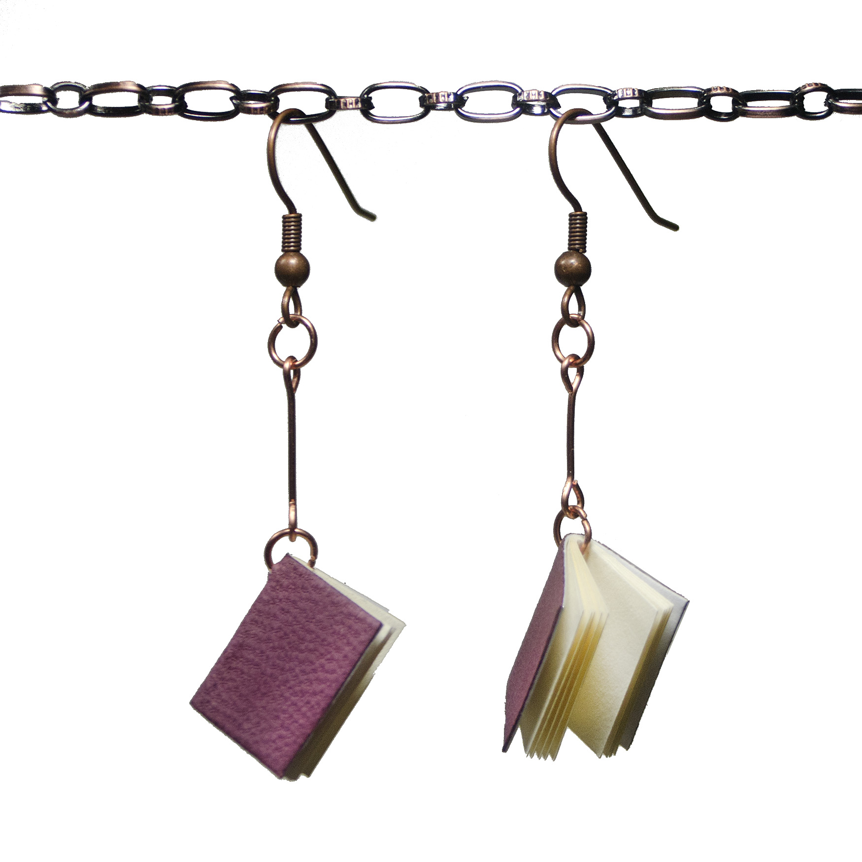 Handmade Leather Book Earrings