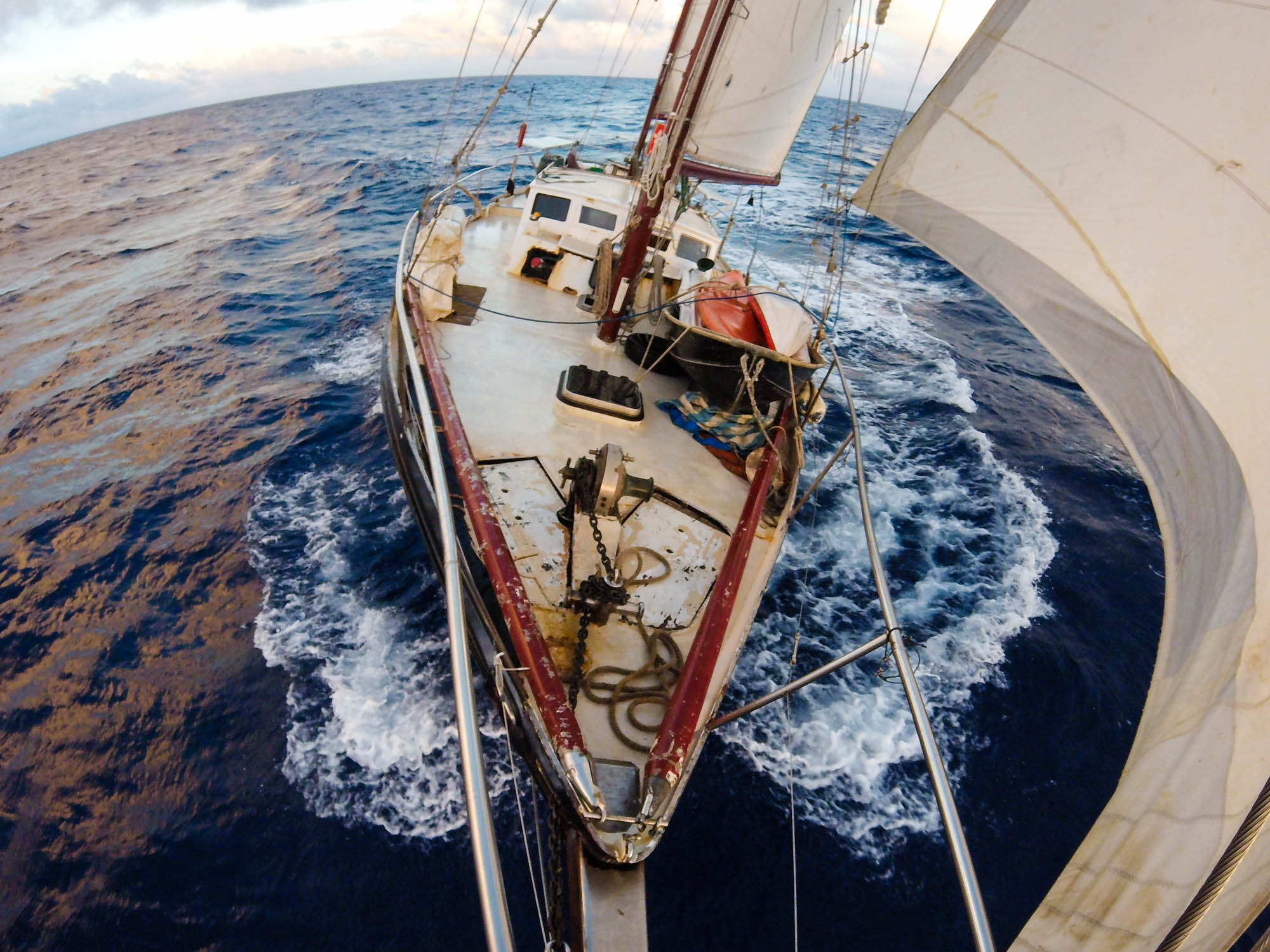 My home on the 53 foot steel ketch KARAKA as I sailed as crew through the Marshall Islands and beyond.