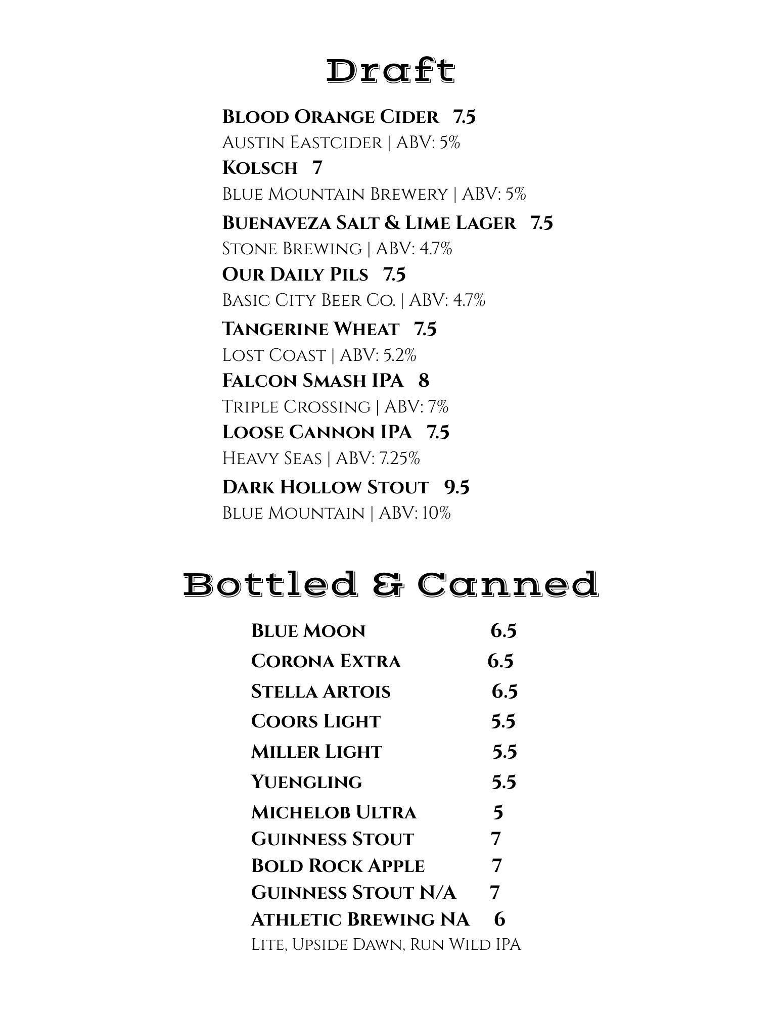 Beer & Cider — LOCAL CHOP & GRILL HOUSE