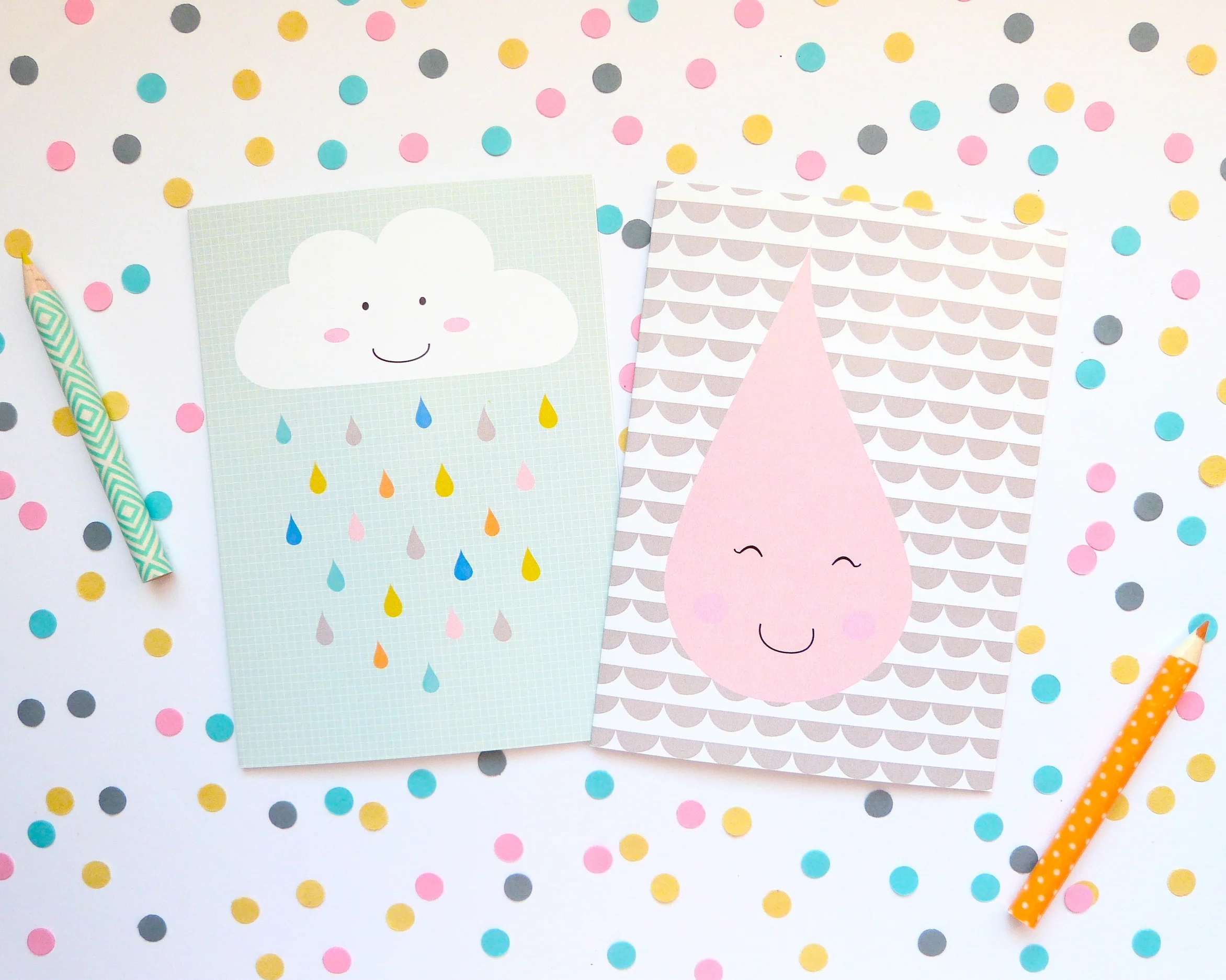 Rainy Cloud & Pink Drop Cards
