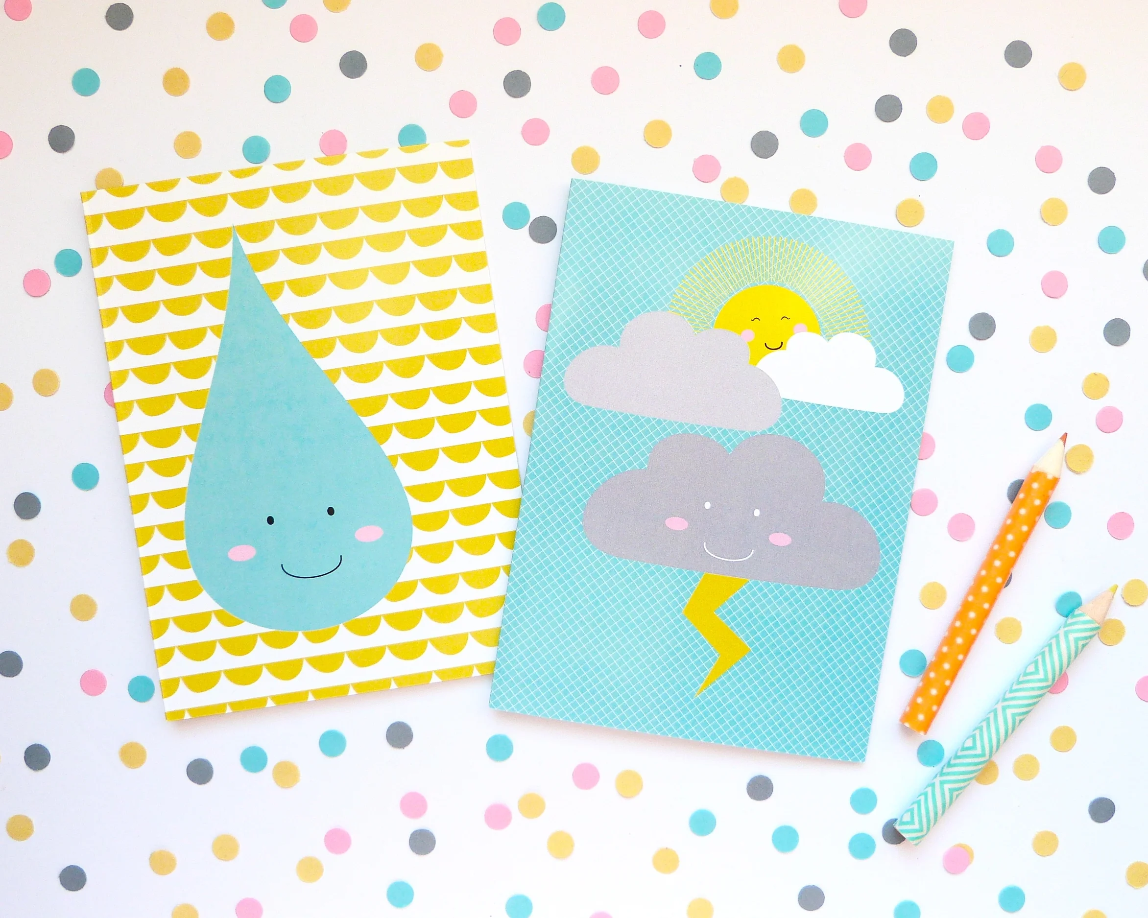 Blue Drop & Stormy Cloud Cards
