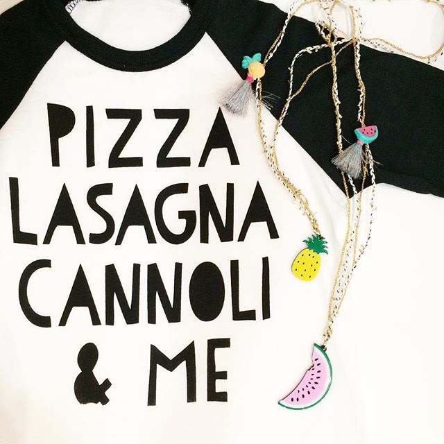 ✨ Pizza Lasagna Cannoli ✨ the classic Italian favorites! So hard to pick a favorite, which is yours? 😋Necklaces by @ooahooah