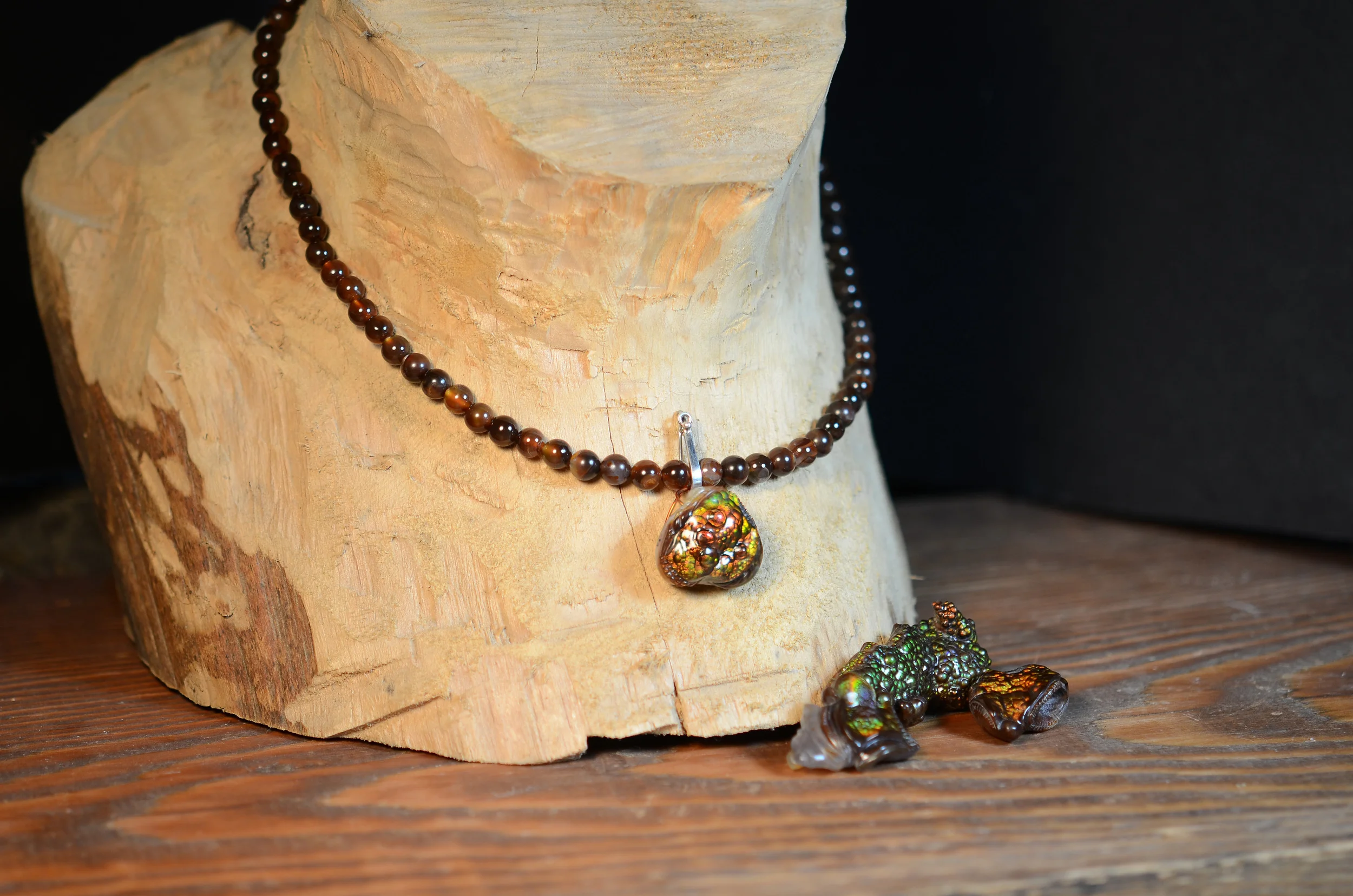 Fire Agate Pendant on Fire Agate beads