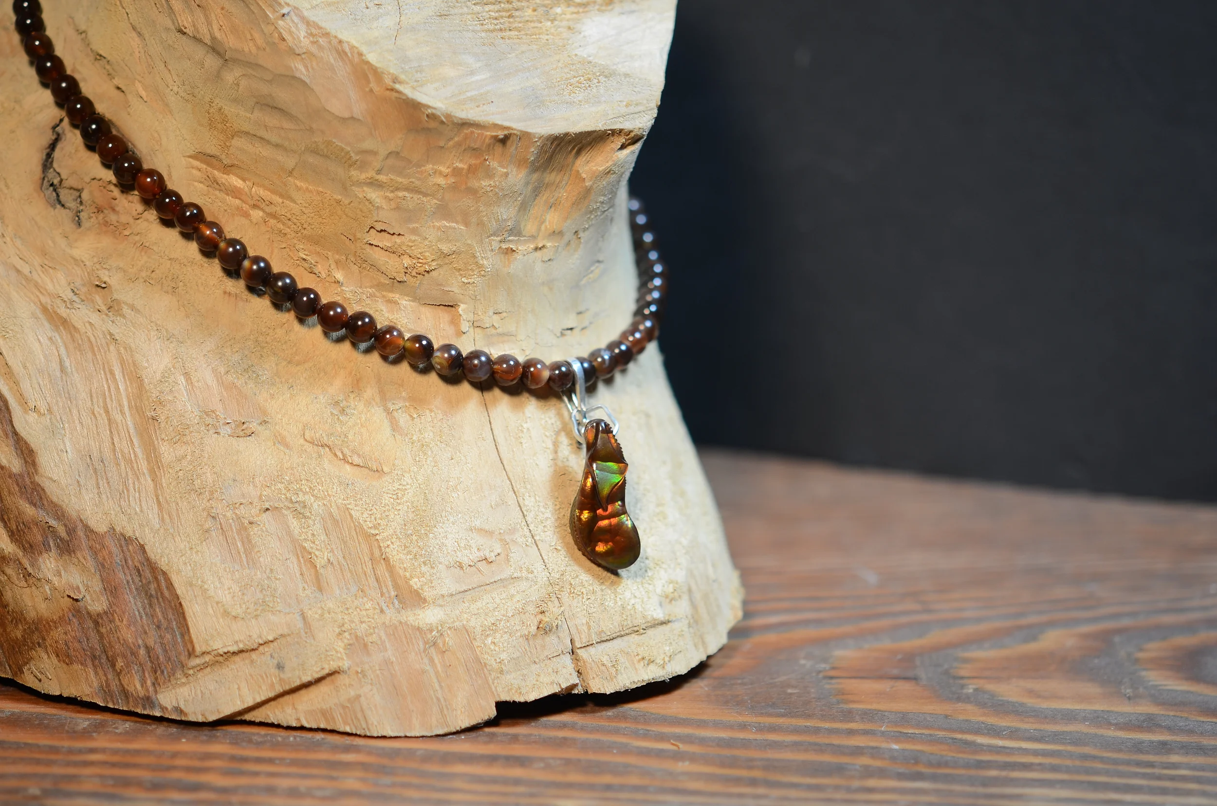 Fire Agate Pendant on Fire Agate beads