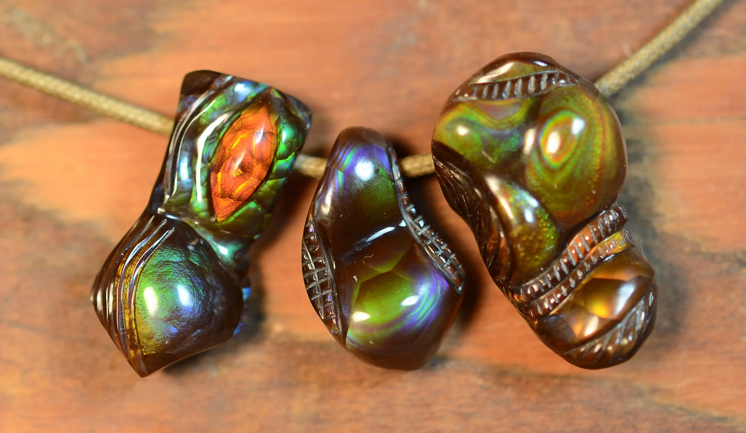 Firewrap Fire Agate Pendants