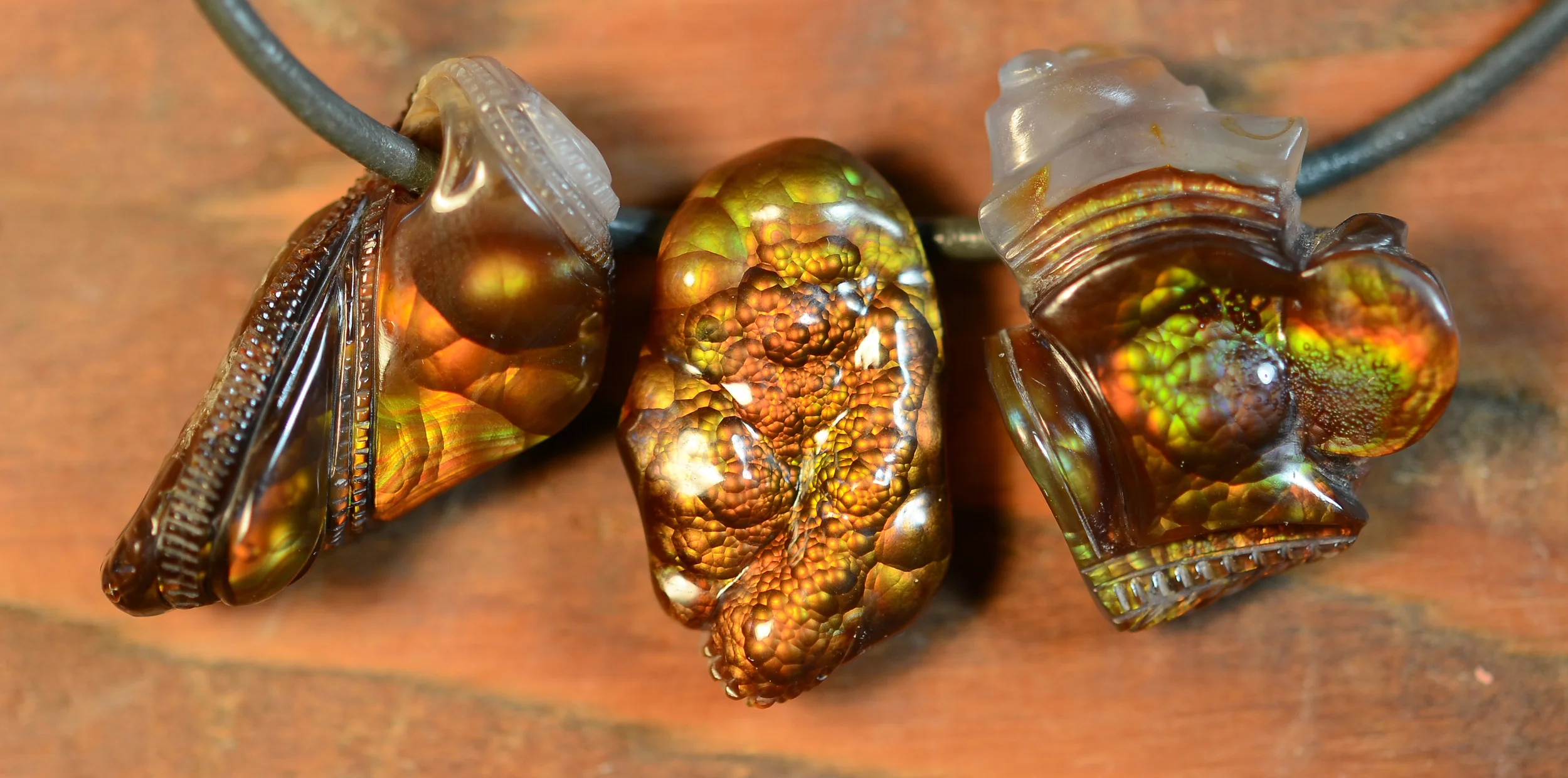 Firewrap Fire Agate Pendants