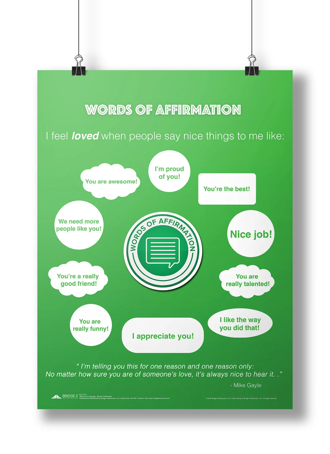 Individual Classroom Poster 16 X 20 (Words of Affirmation)