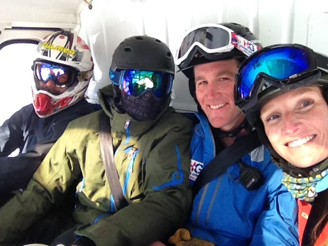 In the heli (Lilly, Mose, Me and Dave)