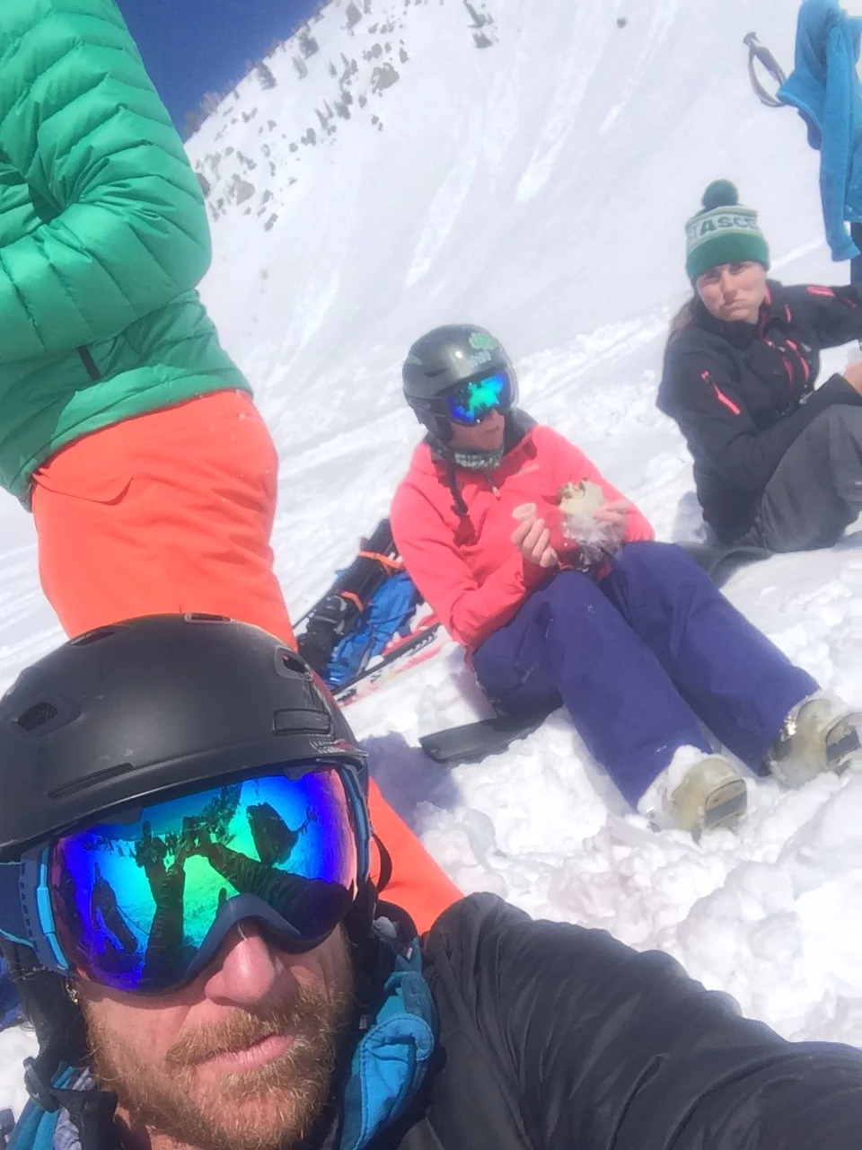 Lunch...Whitney and Lilly photo bombing