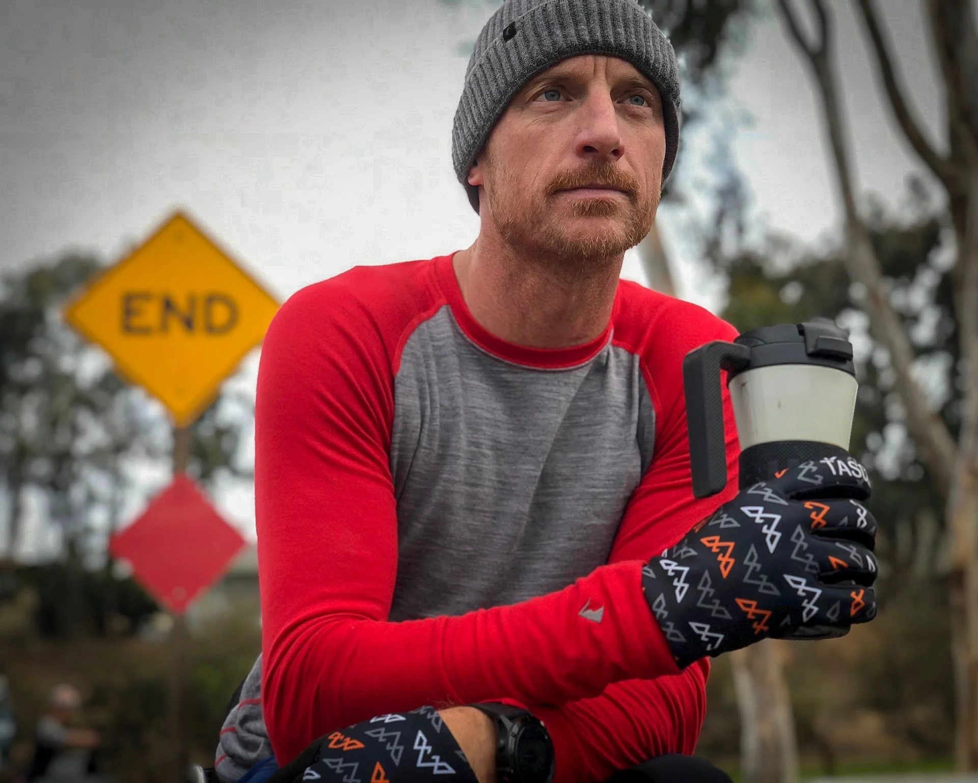 Relaxing after a ride in his Ridge Merino wool base layer. Photo: Christina Fernandez