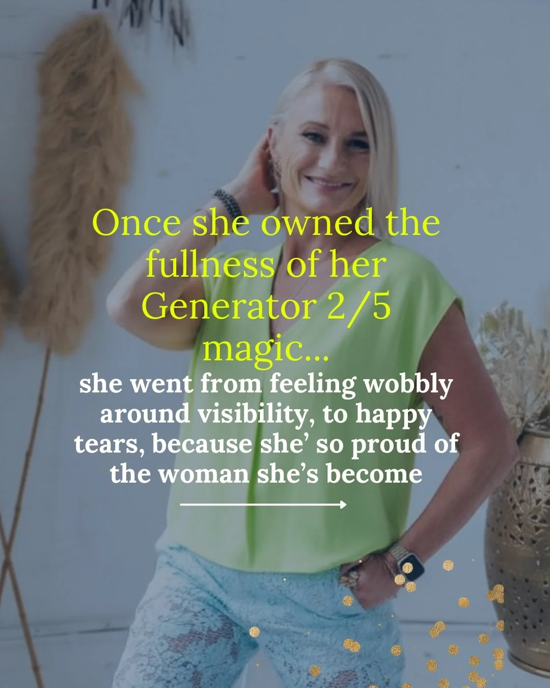 She came to me feeling wobbly about visibility.

Now she&rsquo;s experiencing happy tears... because she can barely recognise how far she&rsquo;s come.

K is a 2/5 Generator working in the world of financial sovereignty and wealth freedom.

Brilliant