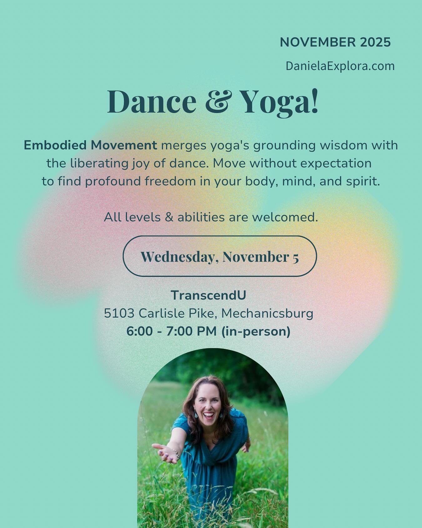This Wednesday, November 5th come discover a new way to move FOR FREE! During this open community class, we will merge yoga and dance to bring a profound sense of freedom to our bodies, minds, and spirits. Moving with no agenda or expectations, simpl