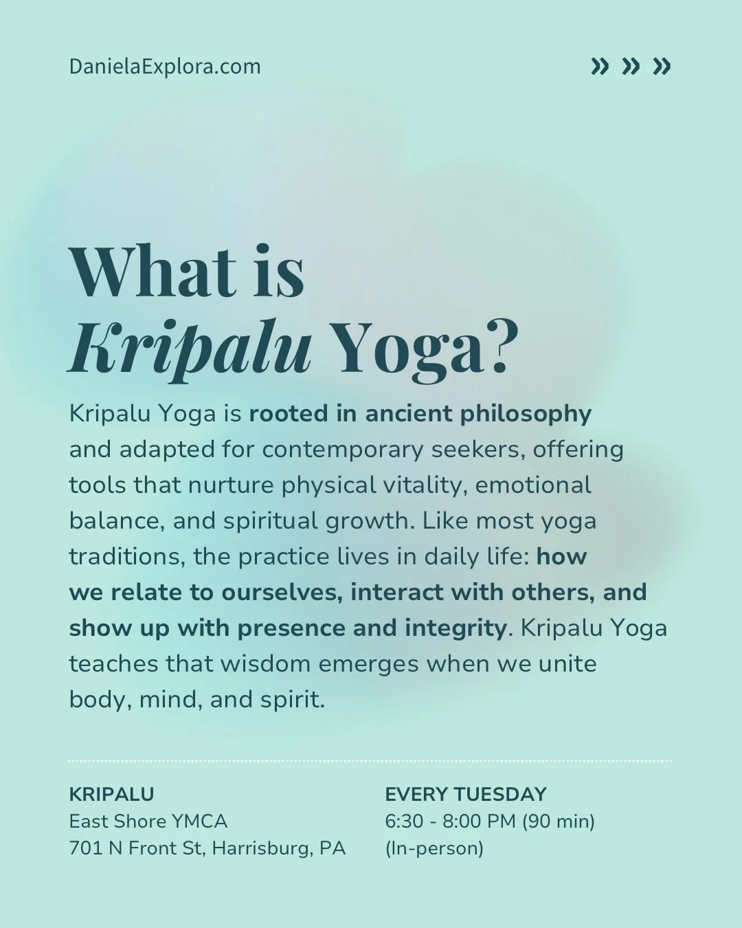 Tuesday nights at Kripalu Yoga is one of my favorite classes to do. A committed group of students and monthly themes rooted in yoga tradition, but relevant to our daily lives, proving that Yoga (with a big Y) is a live-long practice. 

If you don&rsq