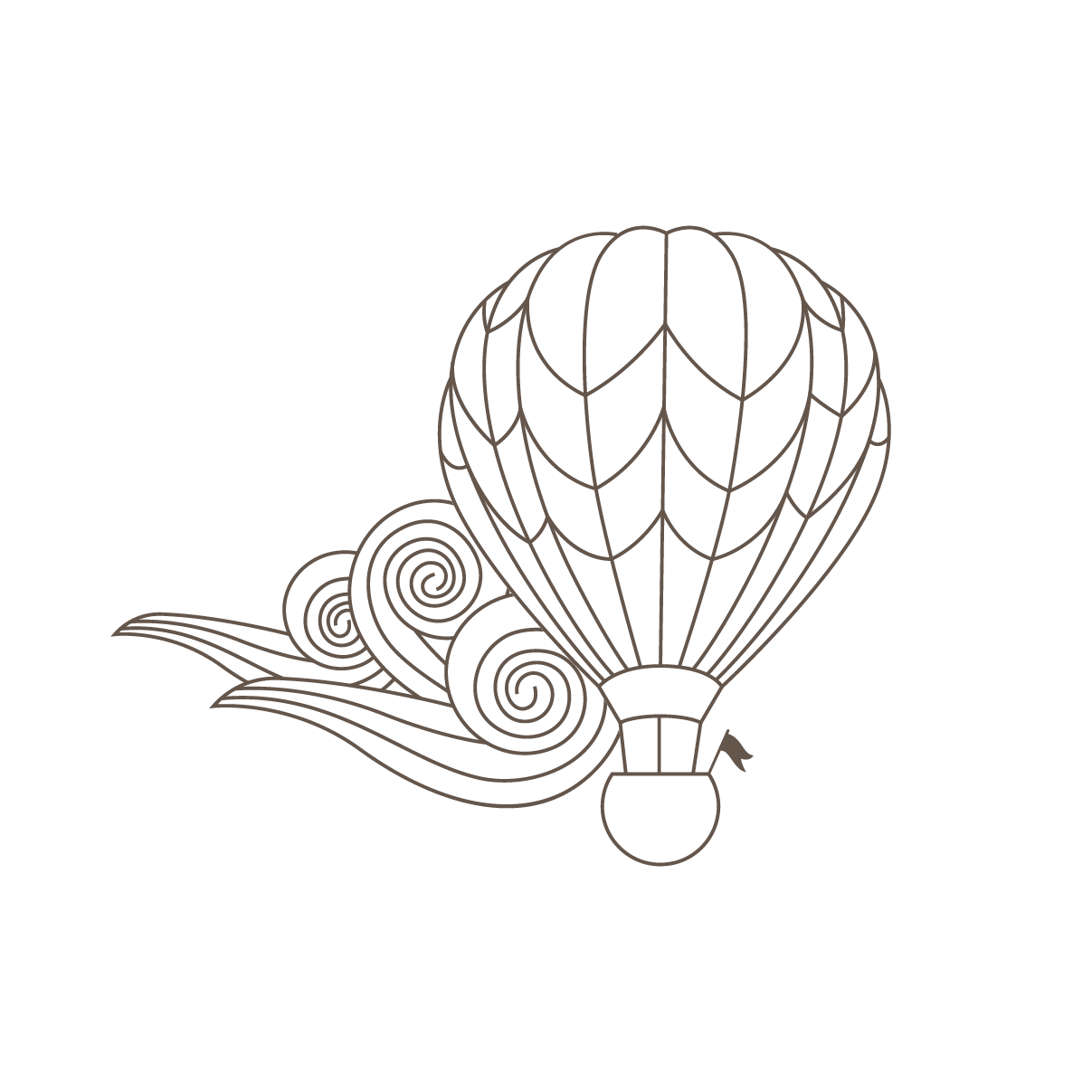 illustration of a hot air ballon and clouds