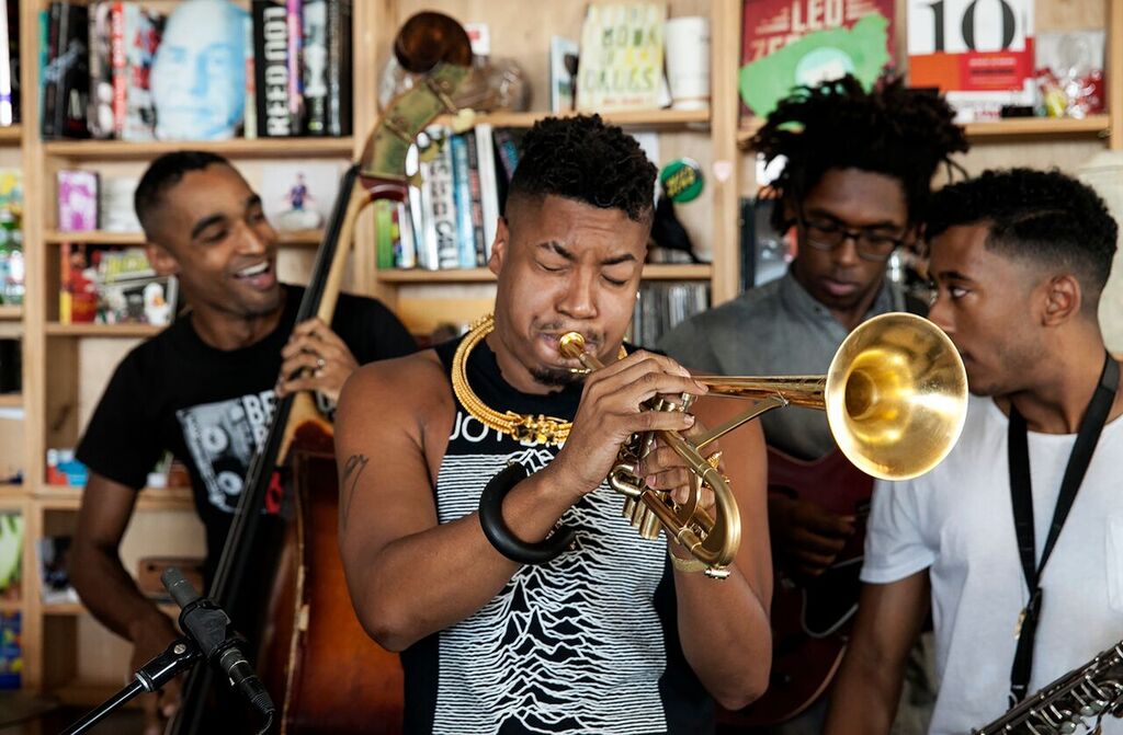  Christian Scott aTunde Djuah performed a Tiny Desk Concert in September 2015 on the same day his new album, Stretch Music, dropped. (Julia Reihs / NPR) 