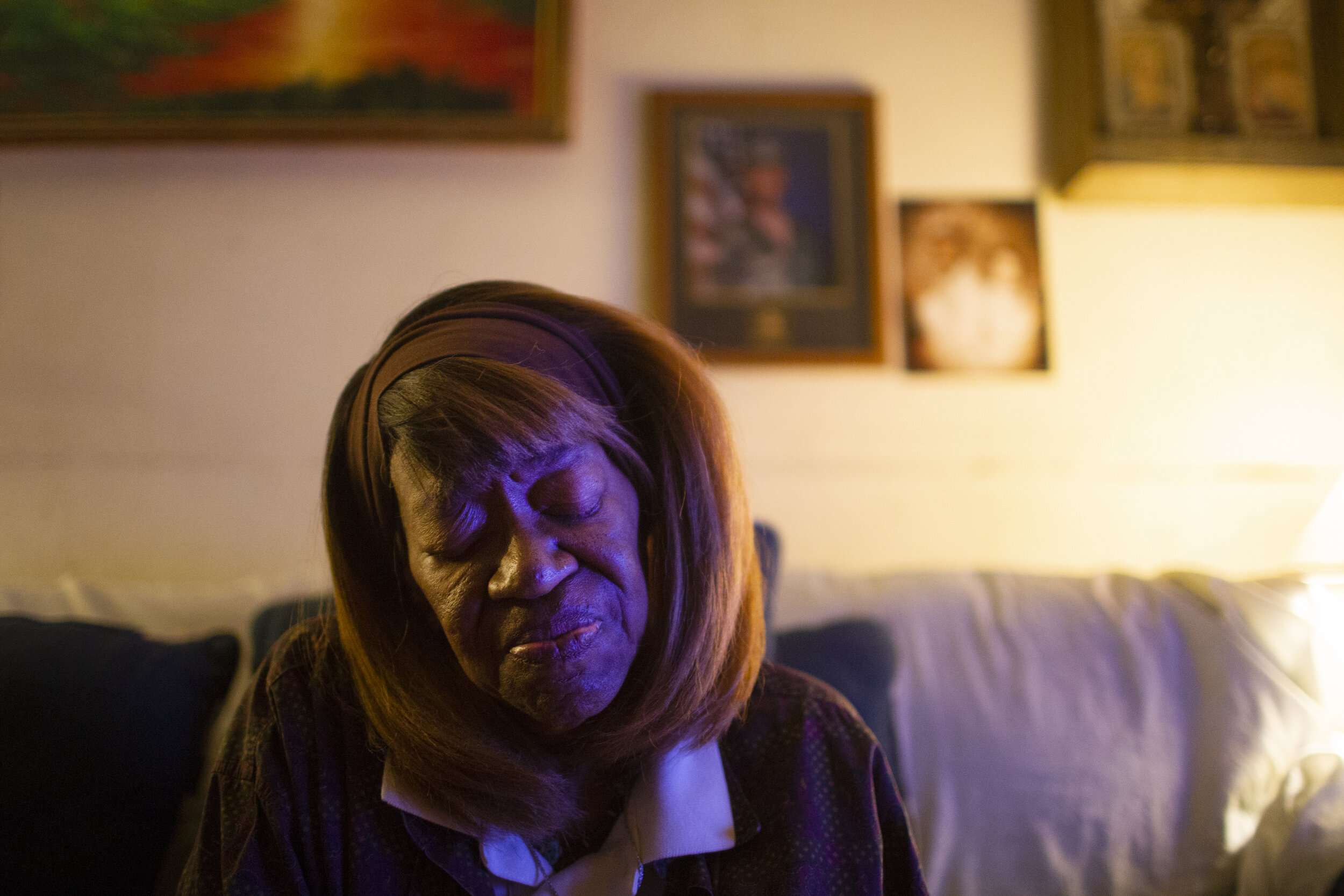  AUSTIN, TX. Earlene Williams takes a moment to pray, as she does throughout the day. She says her trust in God is the only thing that keeps her centered throughout she and her husband's foreclosure process. 