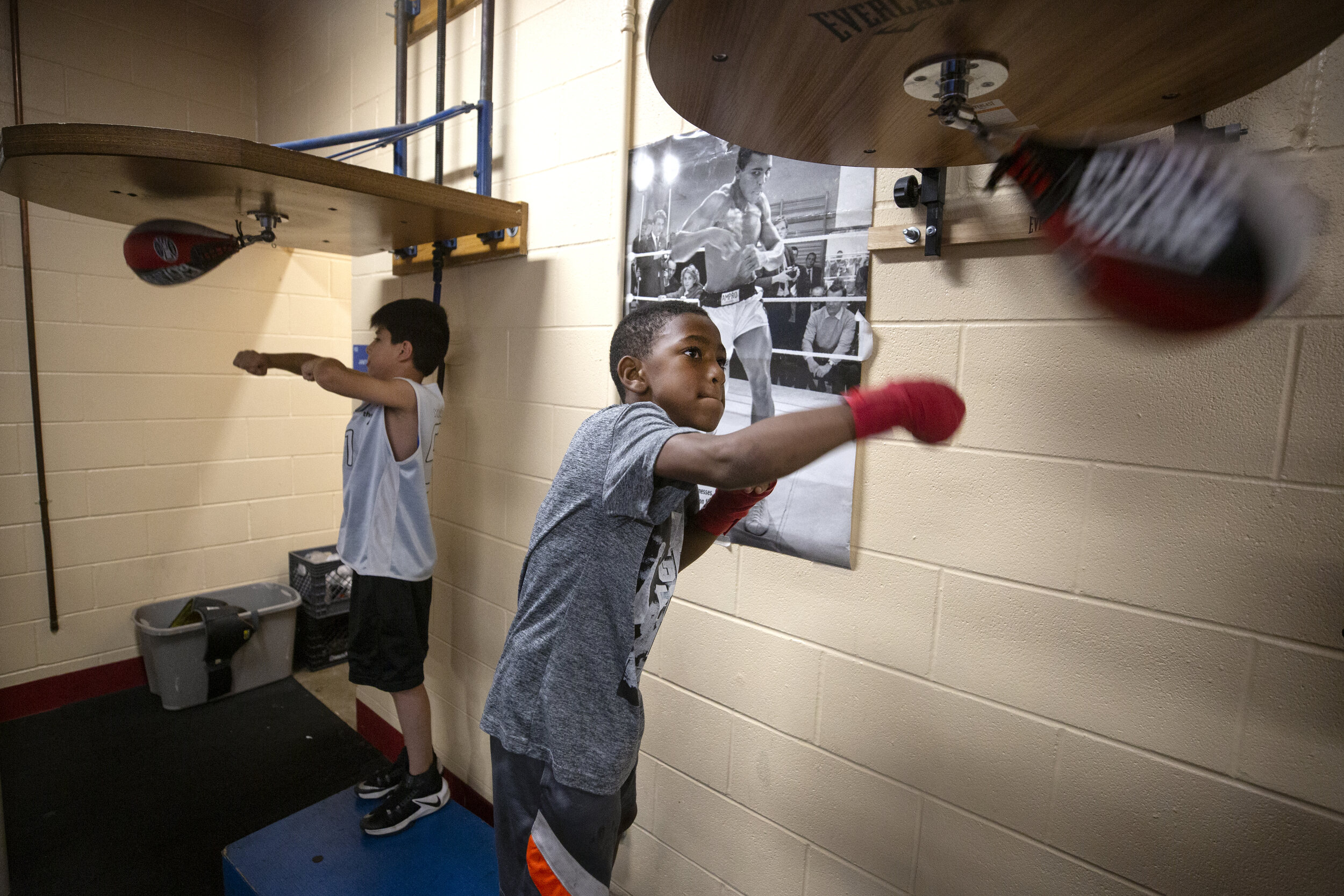  AUSTIN, TX. Young boxers at the Pan AM Recreation Center train for an upcoming competition. The rec center, centered in East Austin, has been a staple for boxing and community for decades. Now, with the East side’s rapid development, the center offe