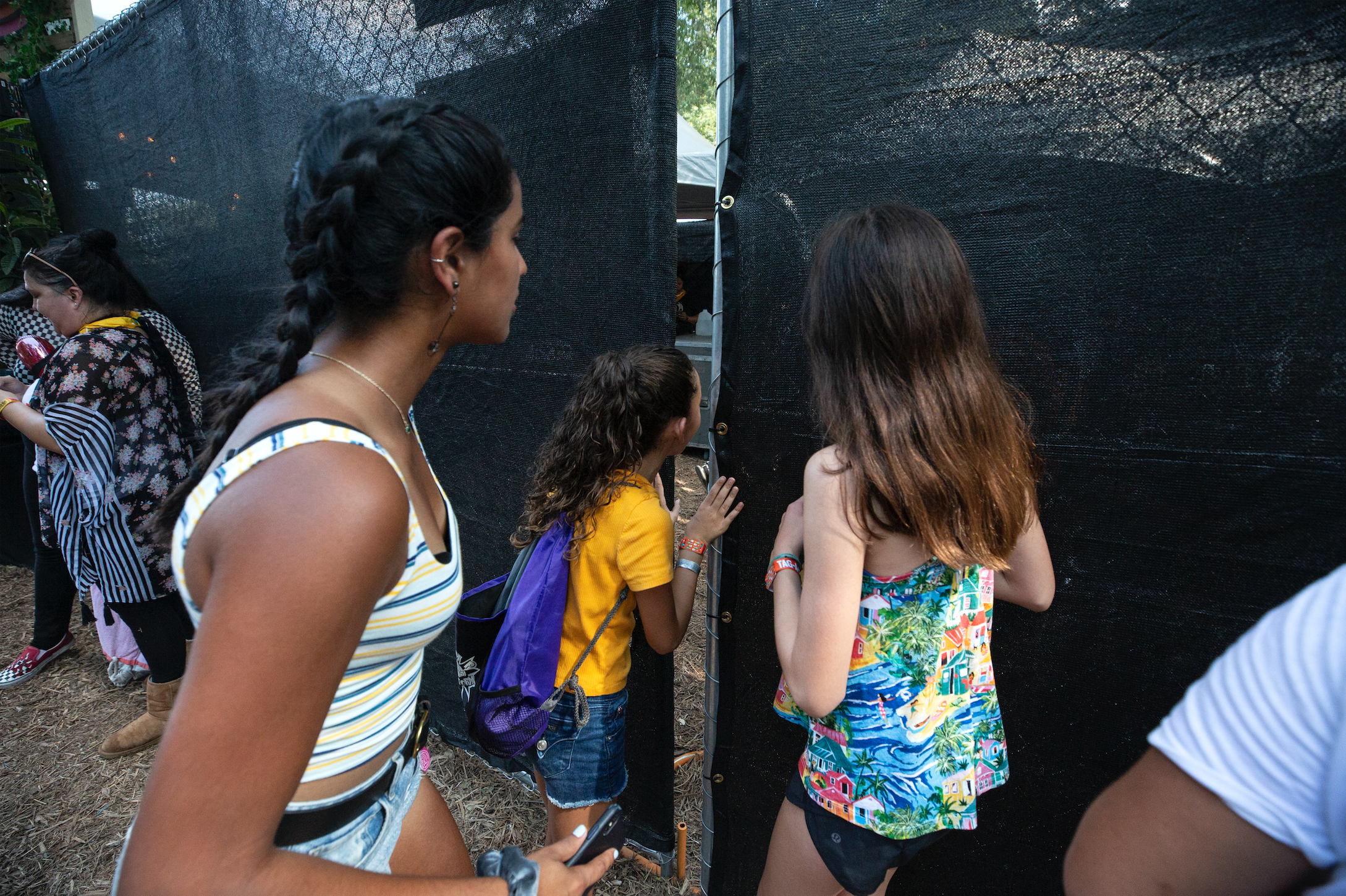  AUSTIN, TX. Young festival-goers look for Billie Eilish during ACL 2019. 