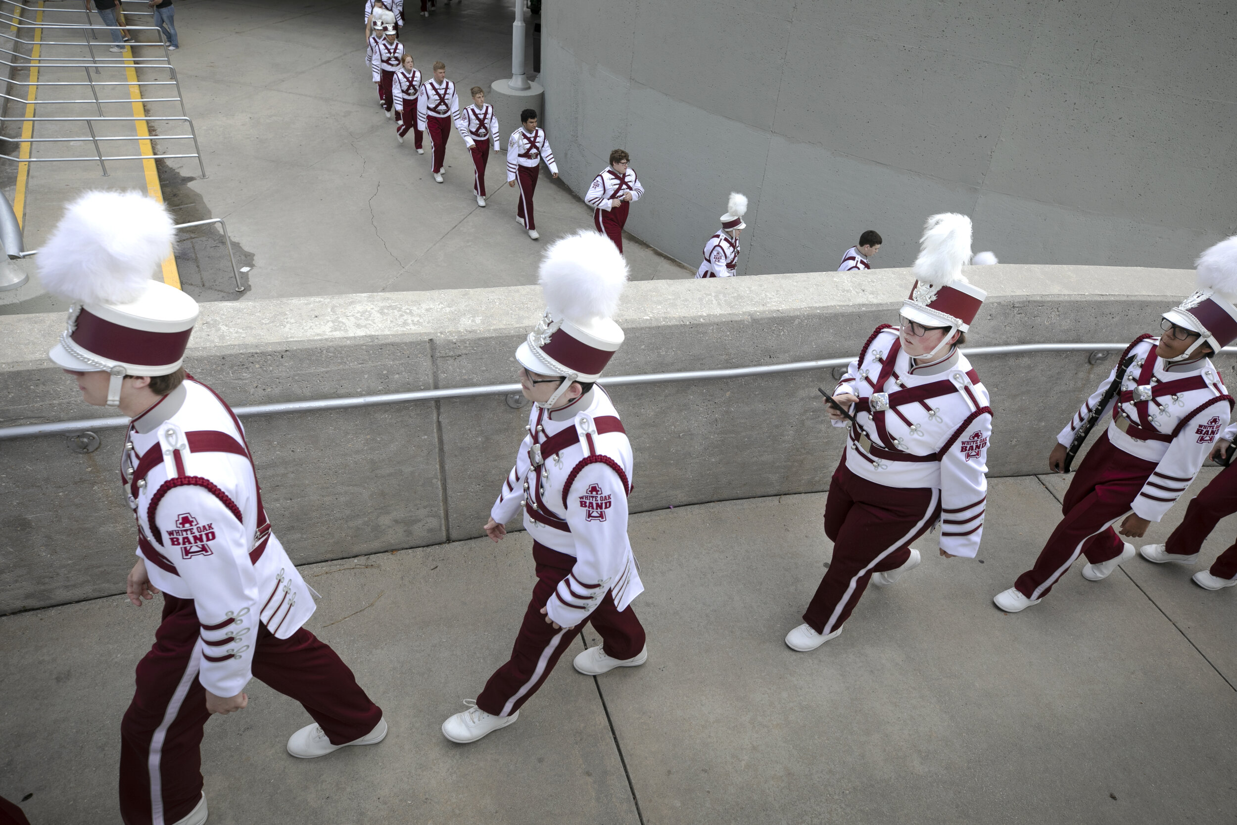  The band approaches the Alamodome in San Antonio. 
