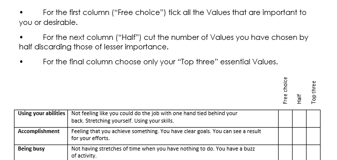 This exercise asks attendees to consider and prioritise more than 30 values.
