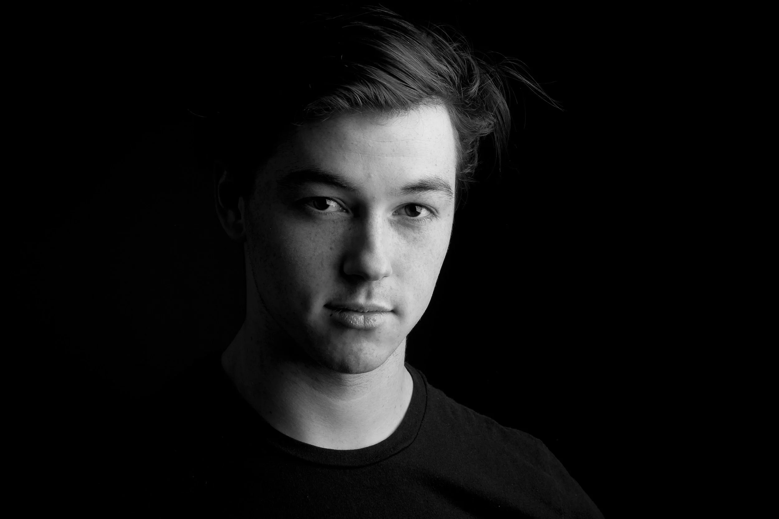 Black and white low key portrait