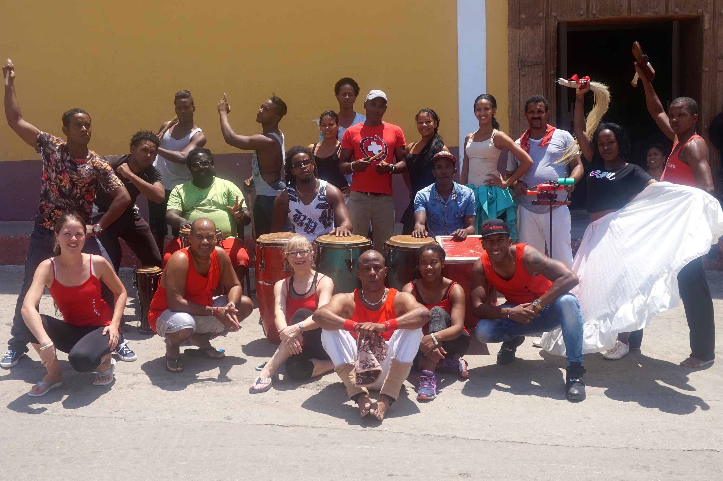 Dr. Brown with members of Salsa Underground, Yoel Marrero (Founder and Director, Salsa Underground), and Lazaro Monteagudo (Dancer, Yoruba Andabo)—Trinidad, Cuba