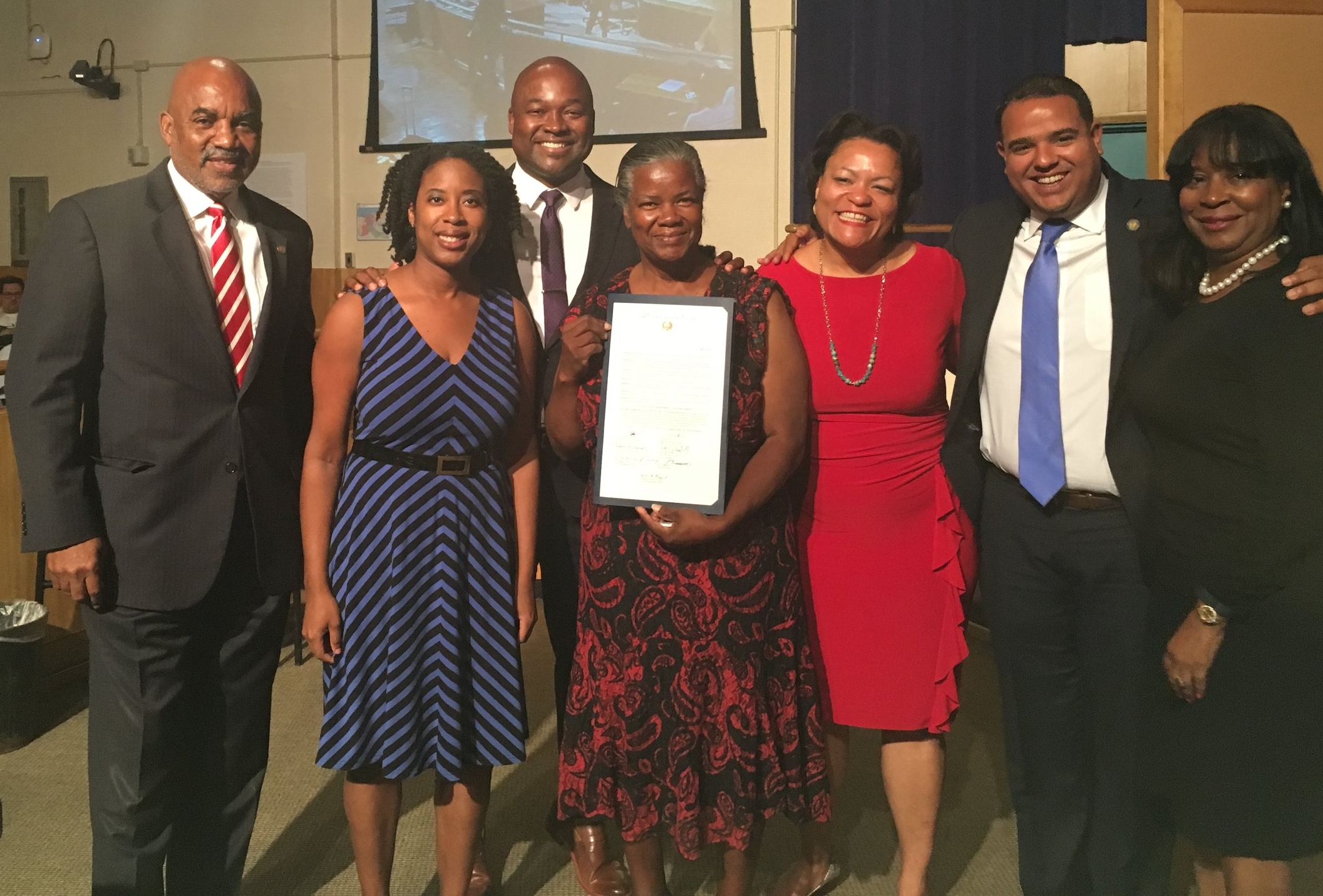Danielle Brown with members of the New Orleans City Council and Ms. Marilyn Laforce, President of the New Orleans-based organization Caribbean Carnival/Friends of Culture