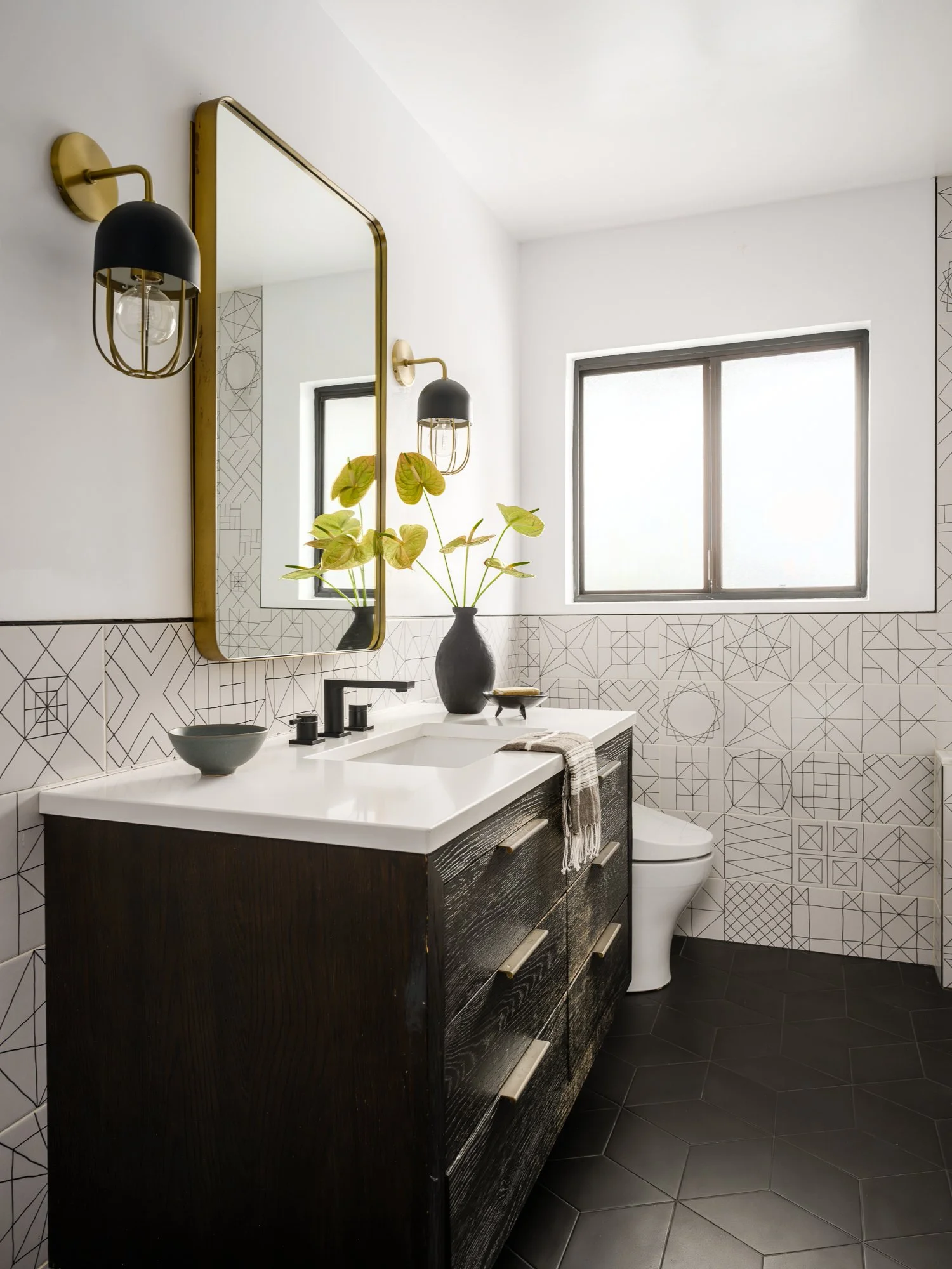 Modern Bathroom With Patterned Tile