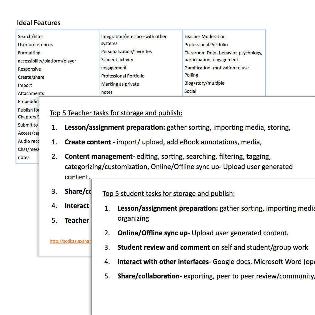 Ideal features and high level tasks