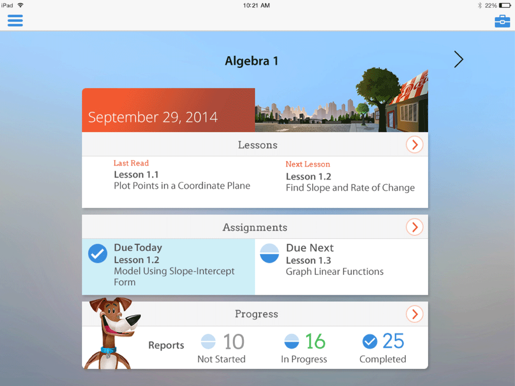  Three student grade band UI's have been designed based on the user's cognitive abilities.&nbsp;  The student can also download content for offline reading or assignments. 