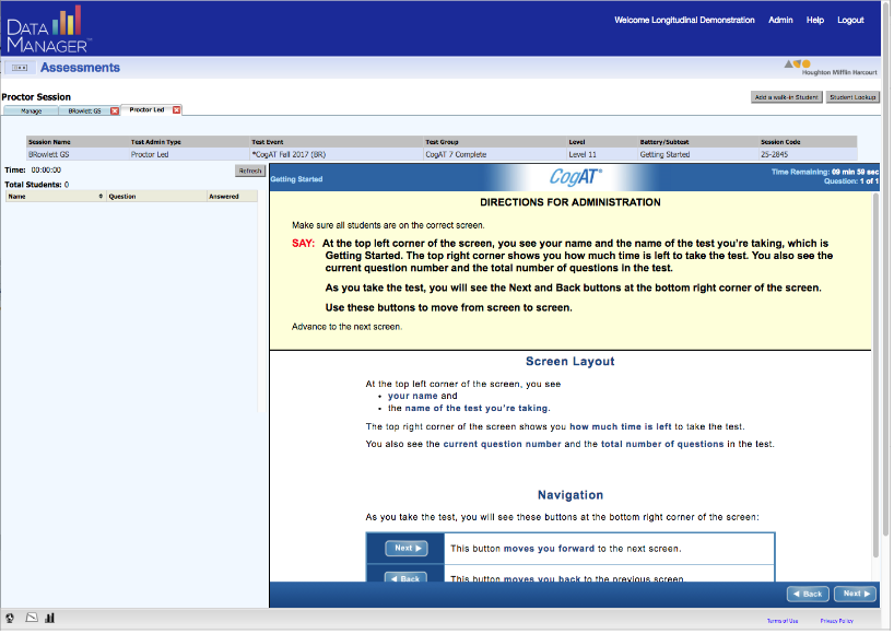 Current Teacher view of student test