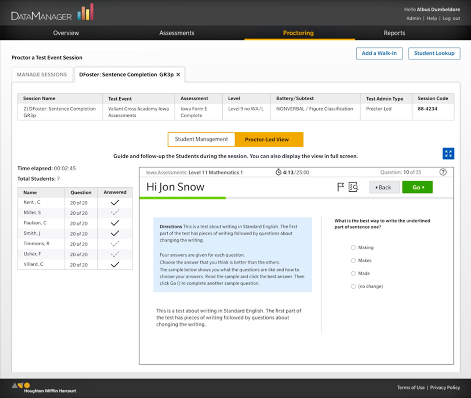 Proposed Teacher view of Student Interface