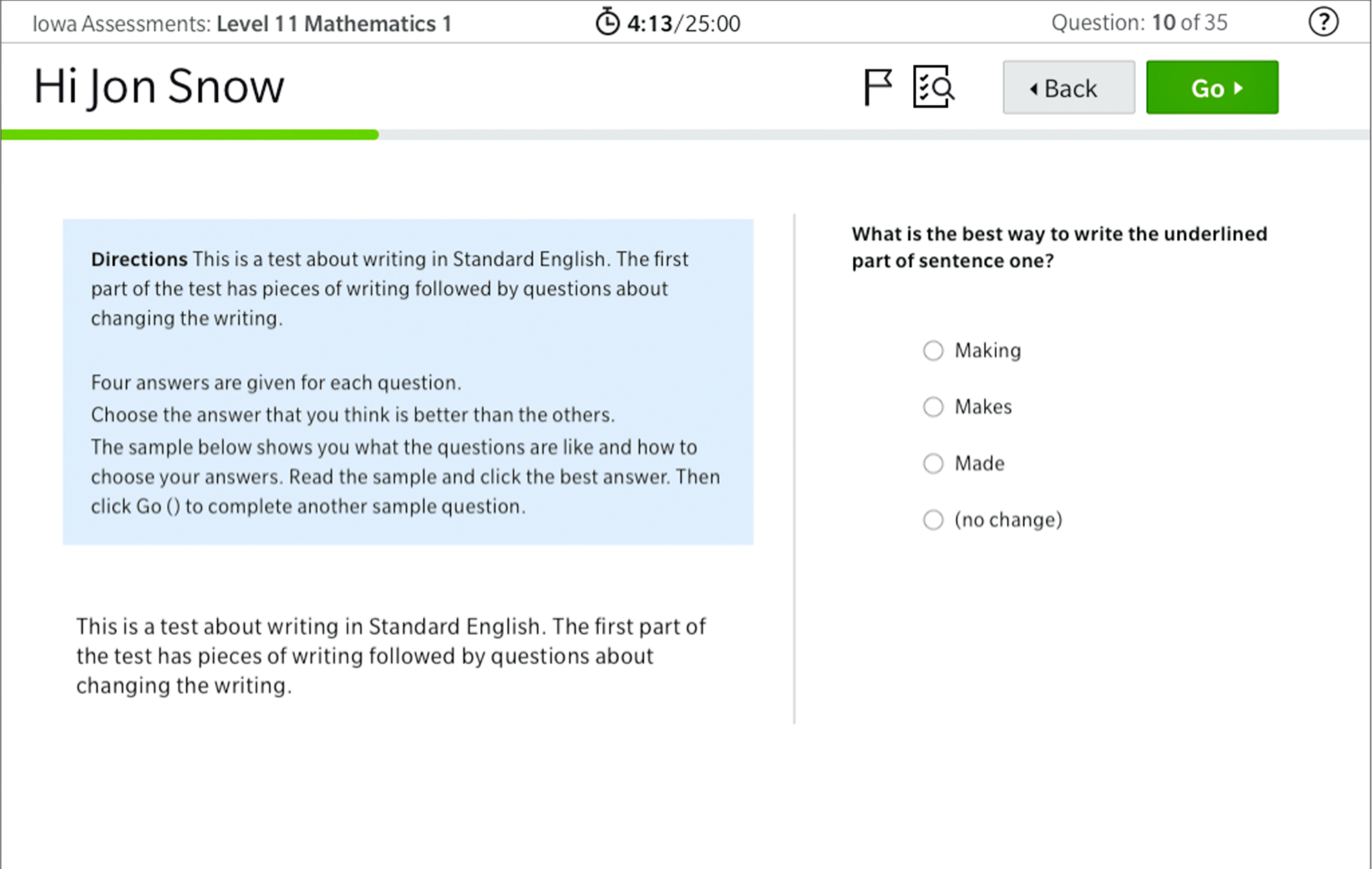 Proposed Student Interface