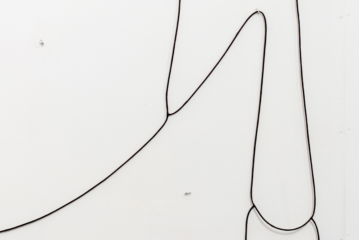 Hanging Drawing (3 Loops) , 2014, lead, rubber, acrylic paint, series of three connected loops, set of hooks, dimensions variable