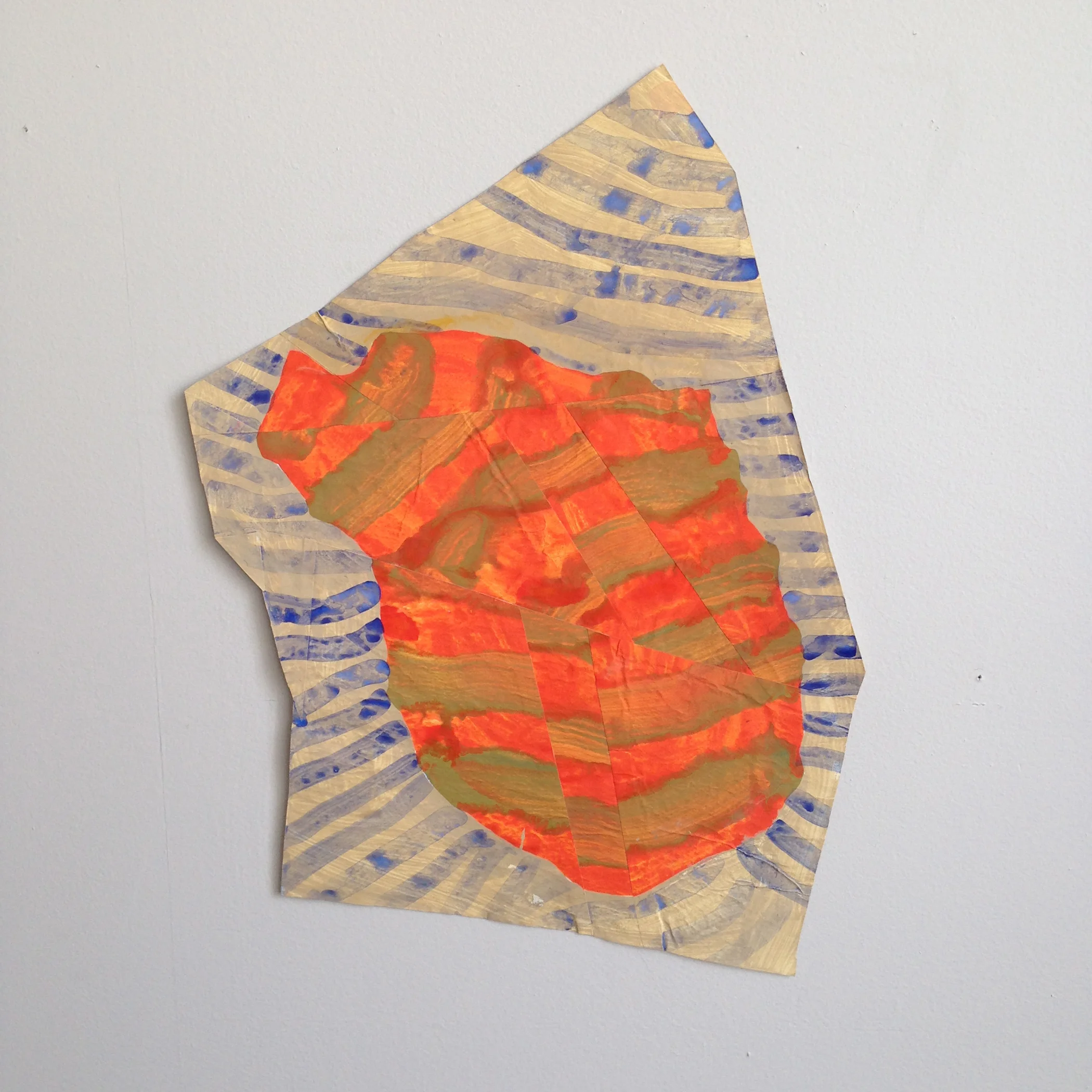Disrupted Drawing Small 17, 2015, gesso and acrylic with collage on rice paper, 17 X 11 3/4"