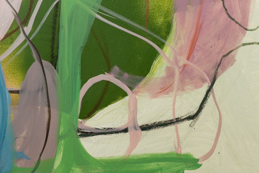 Untitled, detail, 2017, acrylic and oil on canvas, 82" x 48" x 1.25"